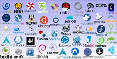 A graphic with a very small sampling of different Linux distributions